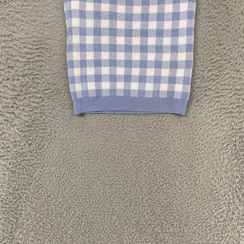 Abercrombie & Fitch Crop Tank Top Womens XS Blue Gingham Plaid Knit Square Neck - Picture 3 of 13